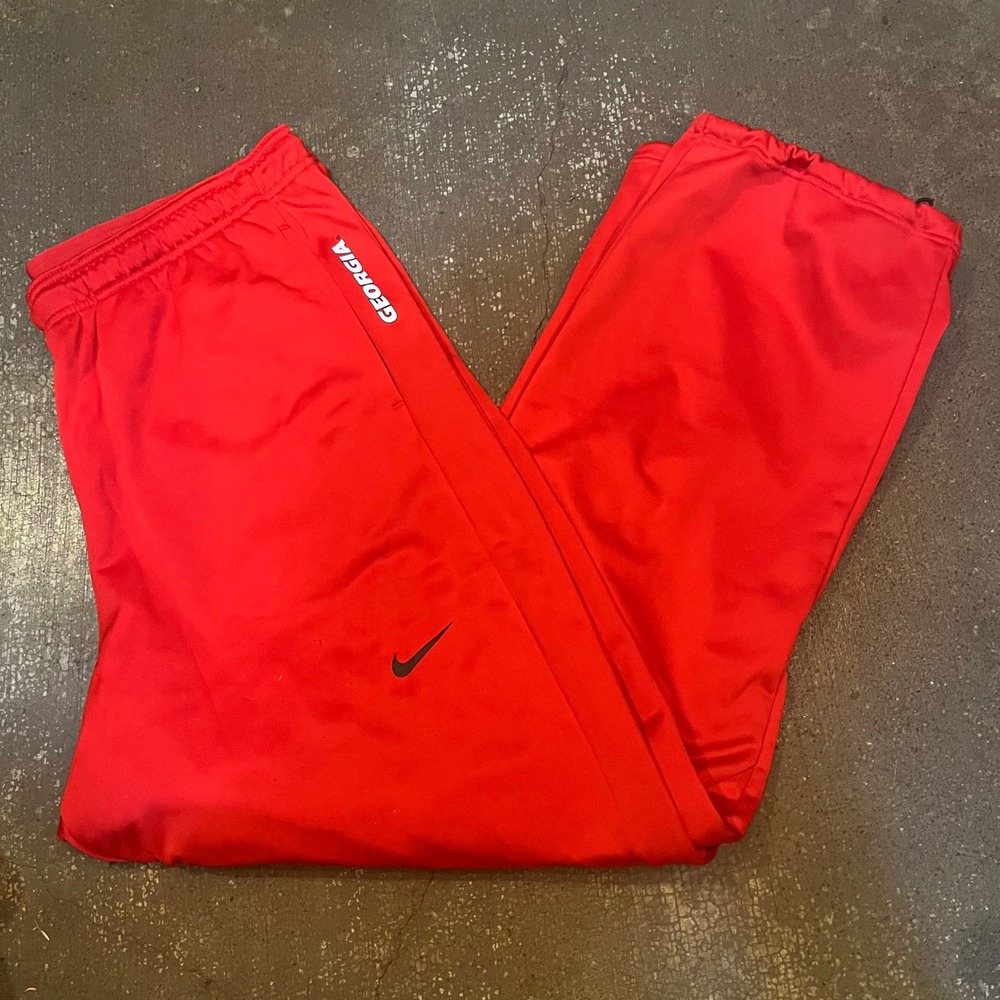 Nike Georgia Bulldogs Track Pants Men XL Red Athletic Warm Up Drawstring Bungee